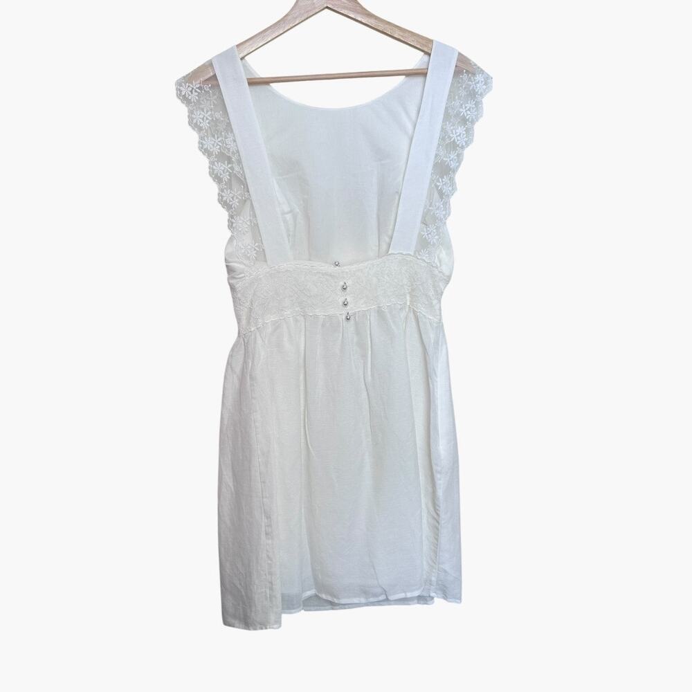 JNSQ Linen Blend Sleeveless Lace Linen Blend EVA Dress 6 White NWT